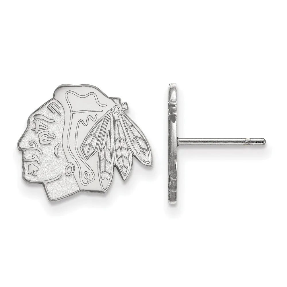 10k White Gold NHL Chicago Blackhawks Small Post Earrings