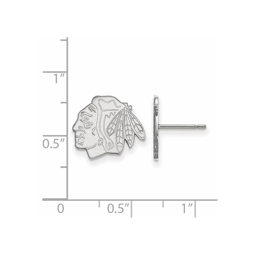 10k White Gold NHL Chicago Blackhawks Small Post Earrings