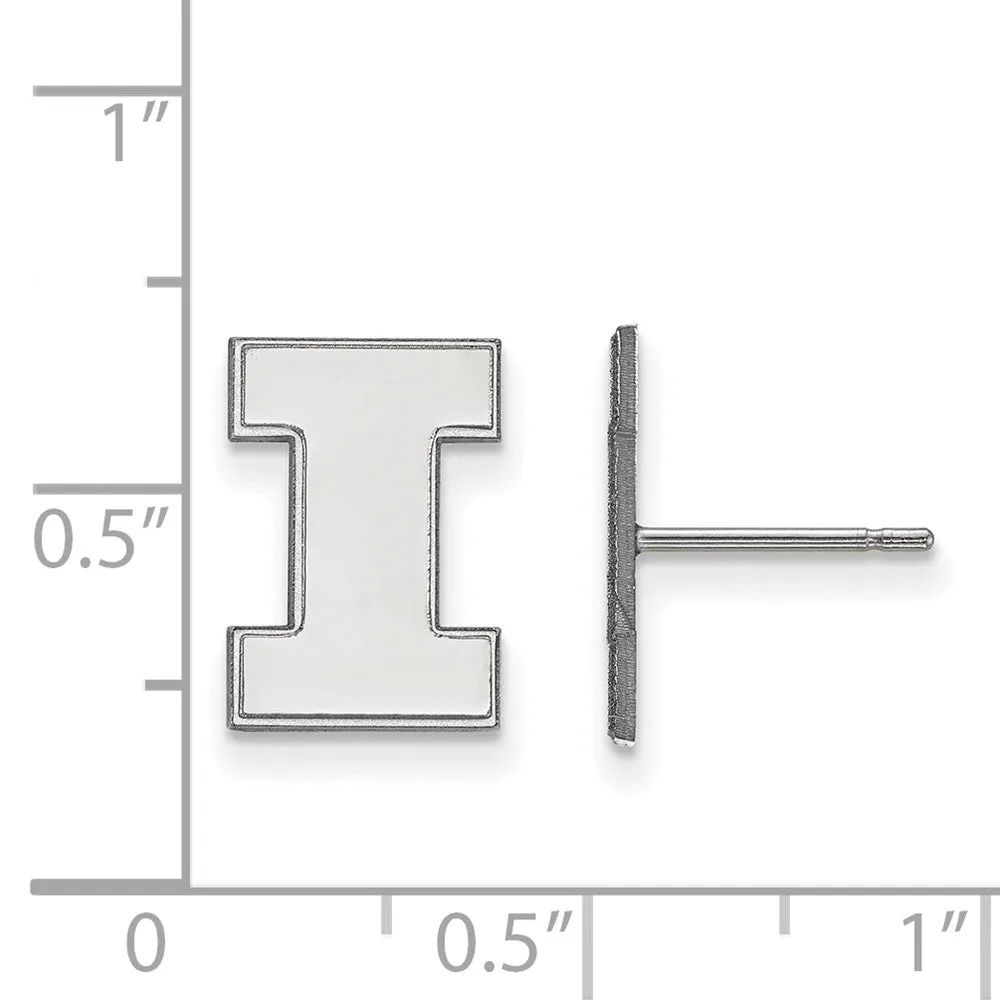 10k White Gold University of Illinois Small Initial I Post Earrings