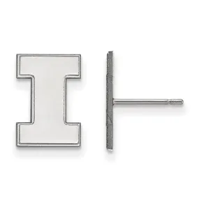 10k White Gold University of Illinois Small Initial I Post Earrings