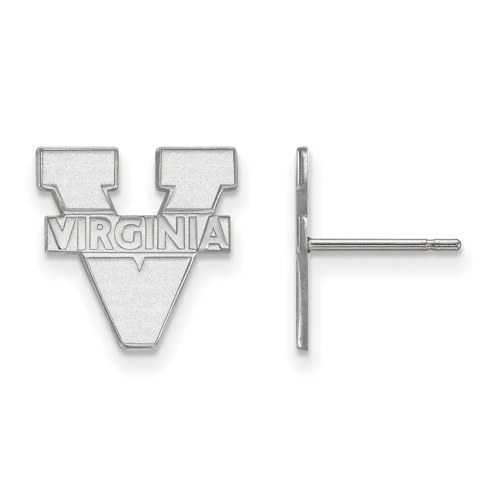 10k White Gold University of Virginia Small Post Earrings