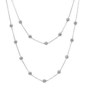 14K White Gold Diamond Necklace With Small Balls