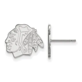 14k White Gold NHL Chicago Blackhawks Small Post Earrings