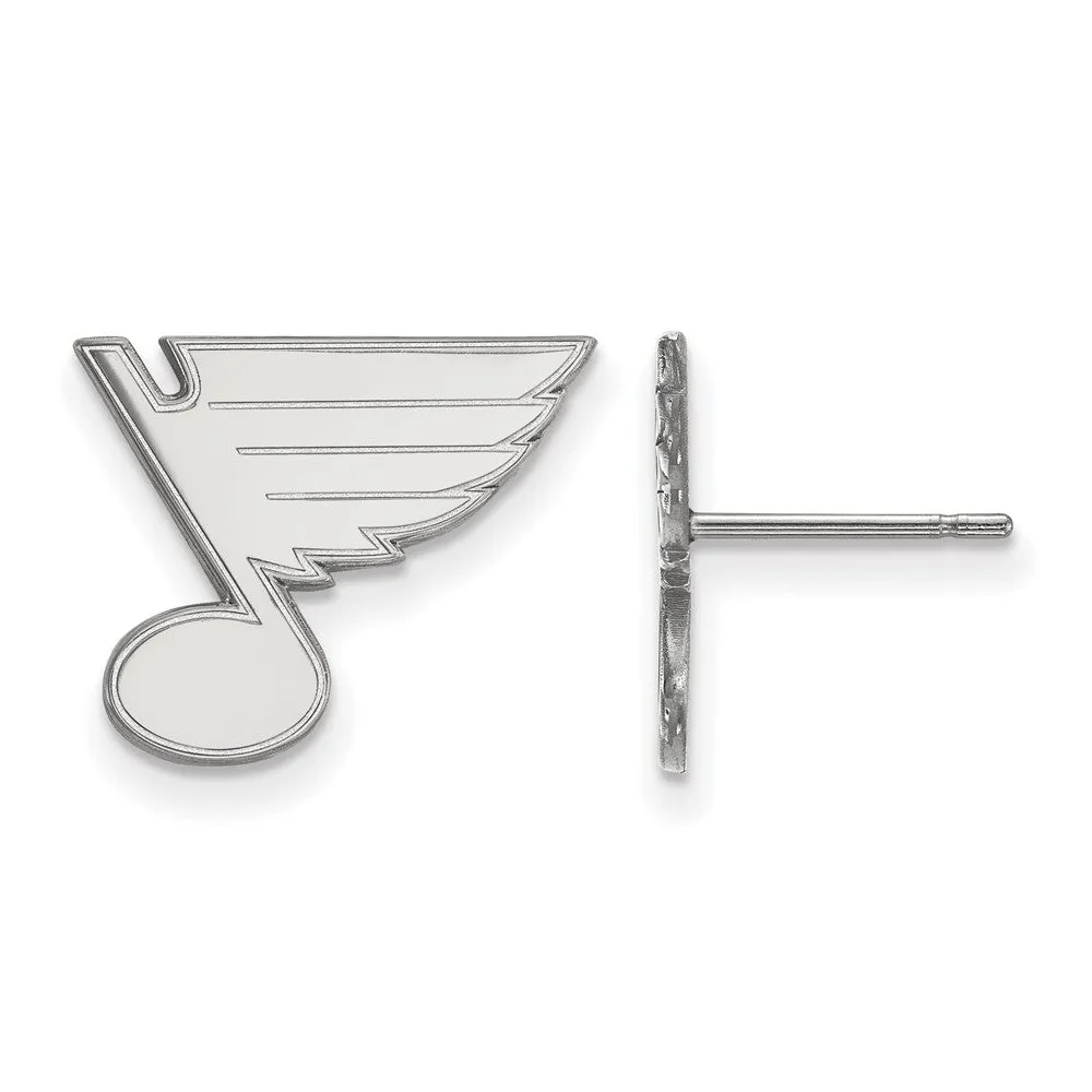 14k White Gold NHL St. Louis Blues Small Post Earrings