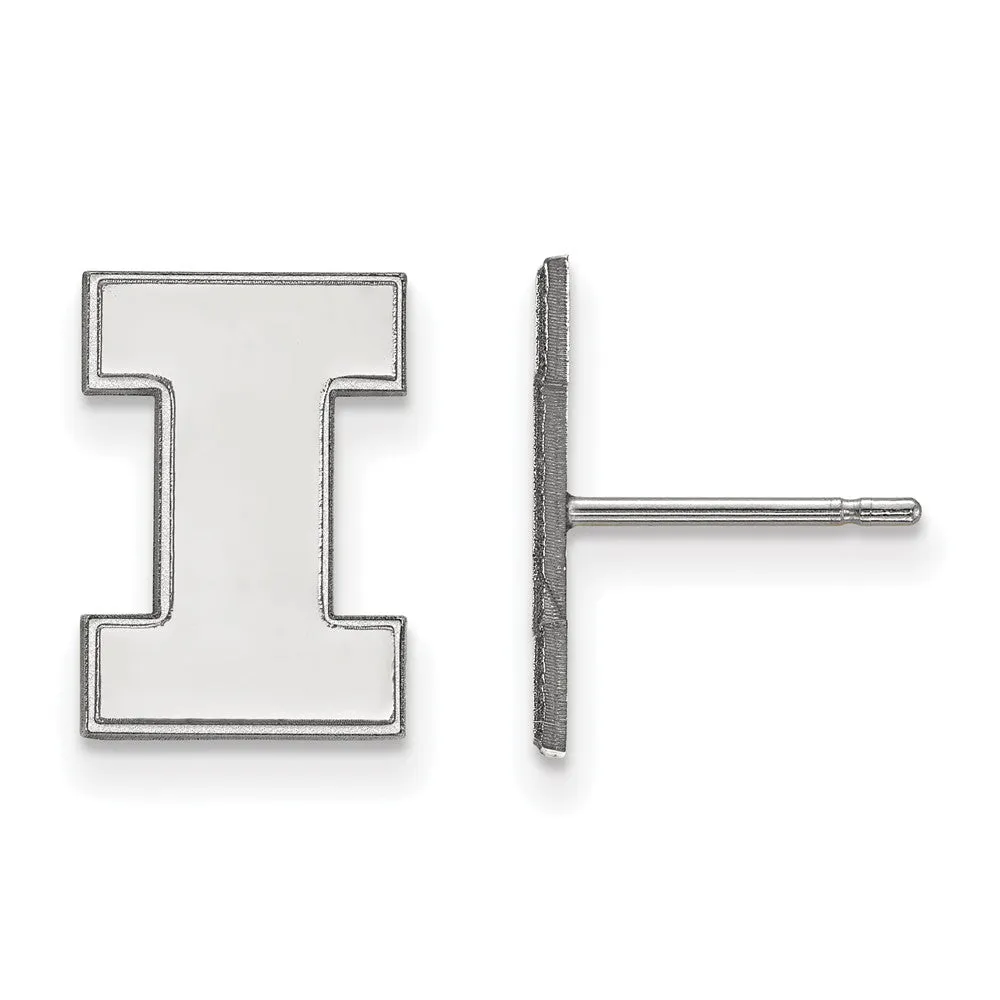 14k White Gold University of Illinois Small Initial I Post Earrings