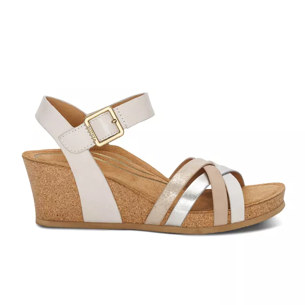 Aetrex Women's Noelle Cork Wedge Sandal Ivory