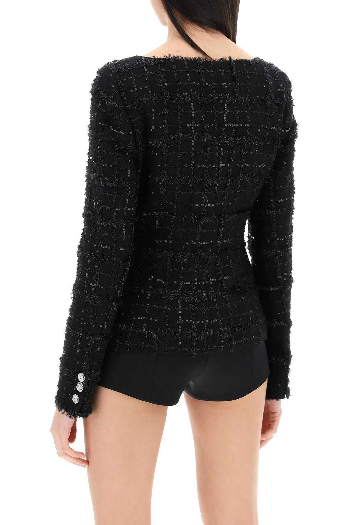 Alessandra rich tweed jacket with sequins embell FABX3760 F4325 BLACK