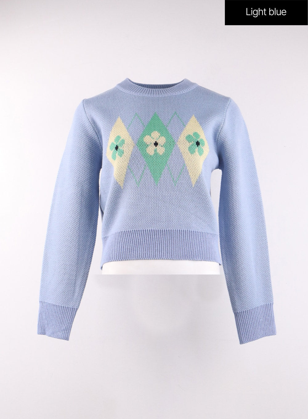 Argyle Pattern Crew Neck Sweater OF405