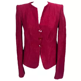 Armani Collezioni Fuchsia Textured Linen Mix Jacket M