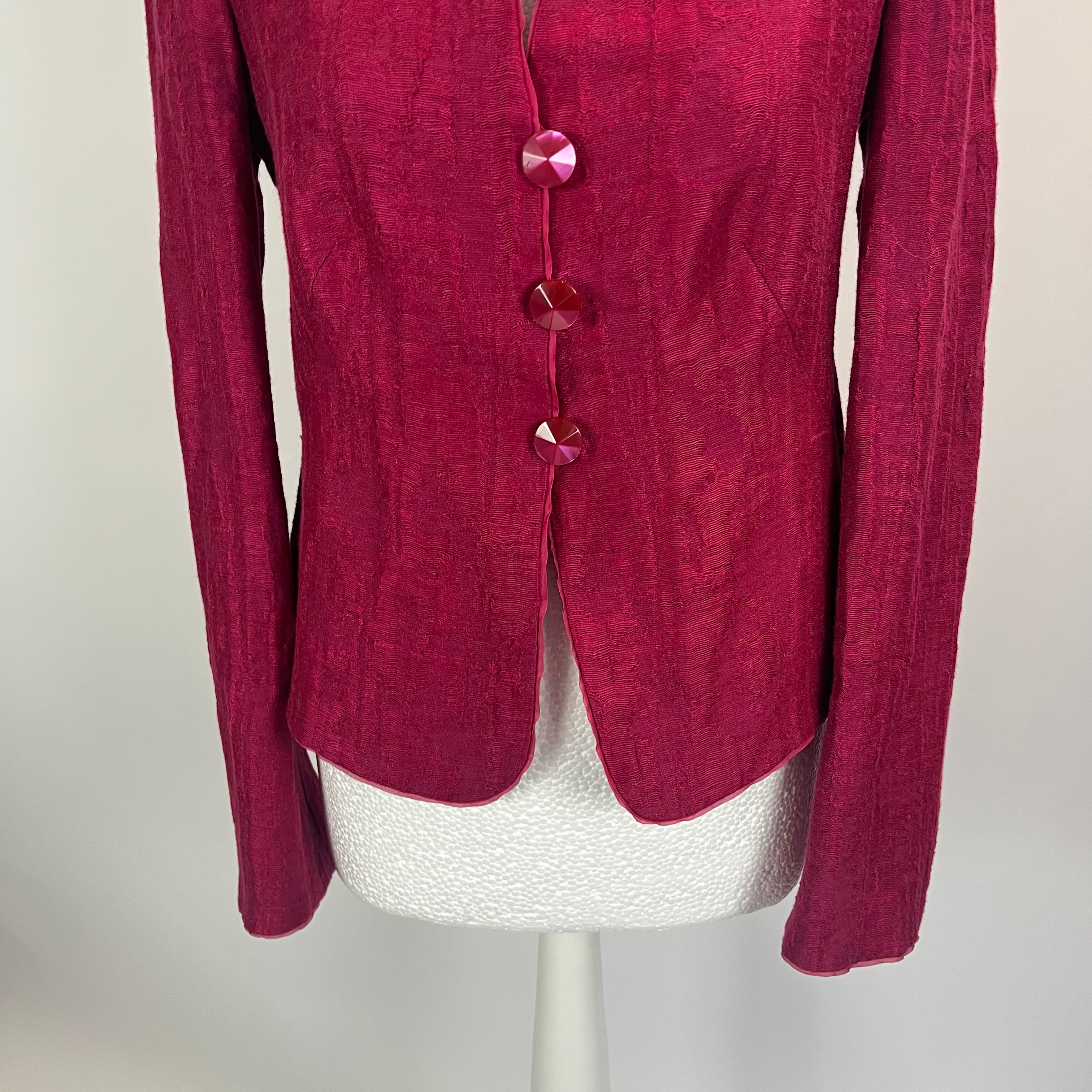 Armani Collezioni Fuchsia Textured Linen Mix Jacket M