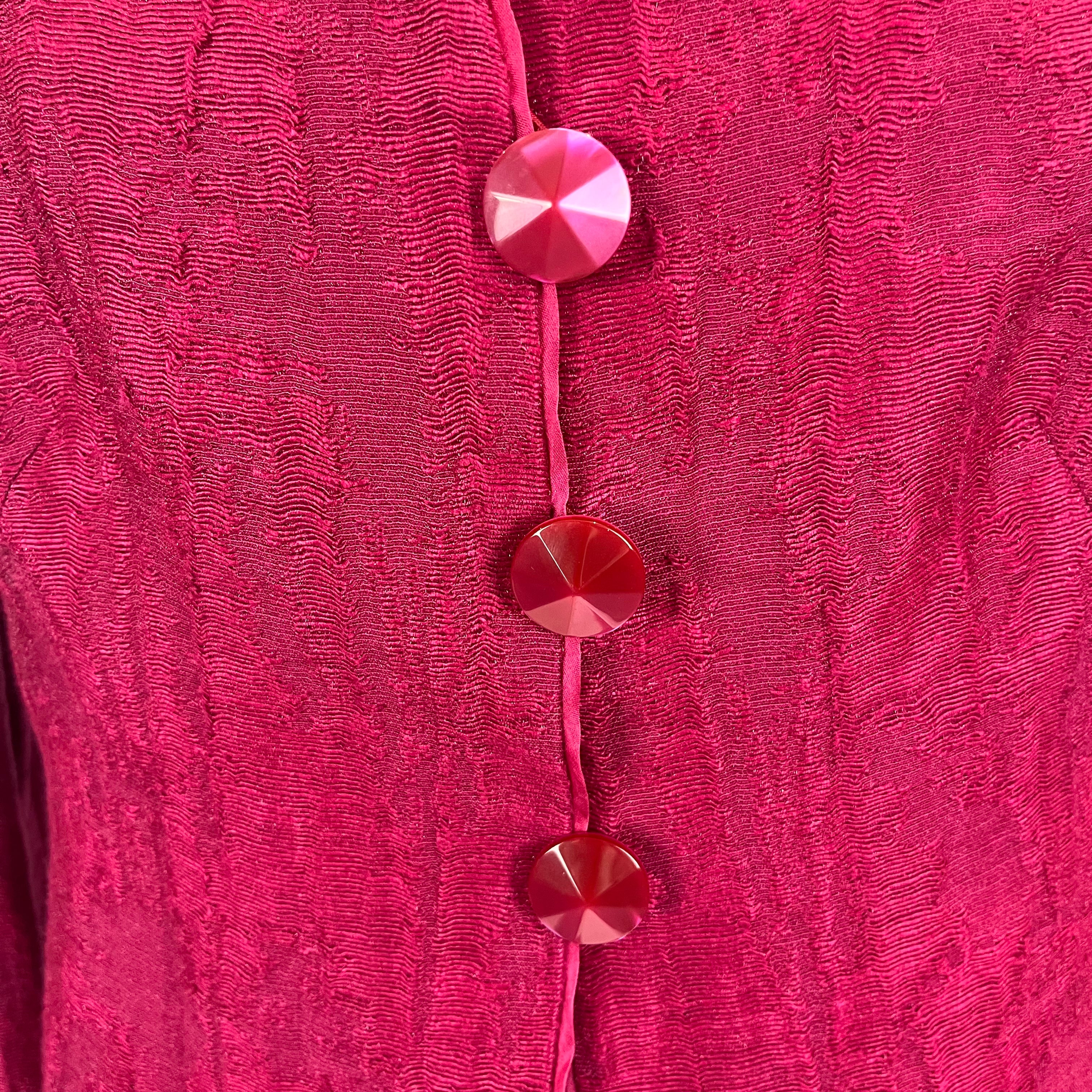 Armani Collezioni Fuchsia Textured Linen Mix Jacket M