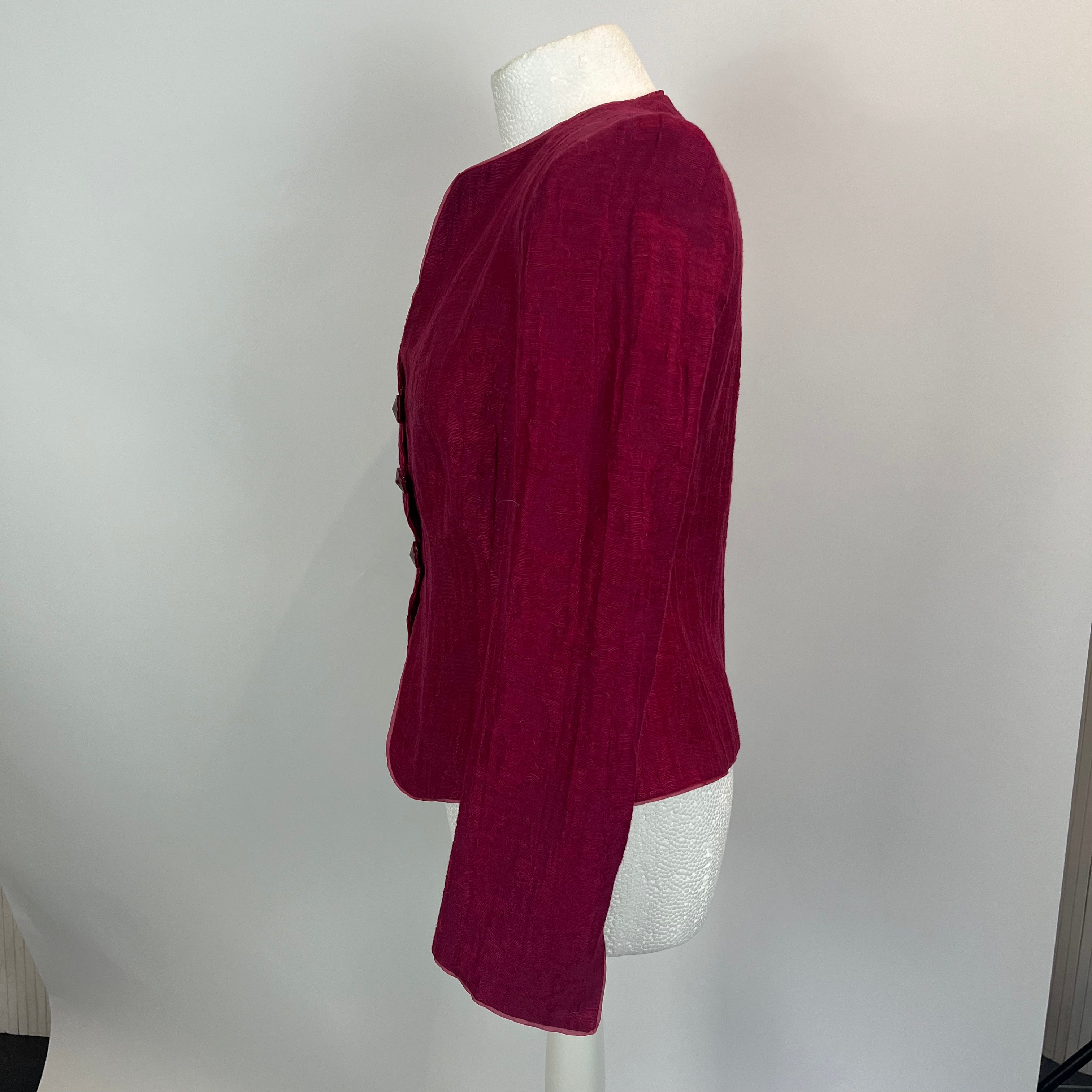 Armani Collezioni Fuchsia Textured Linen Mix Jacket M