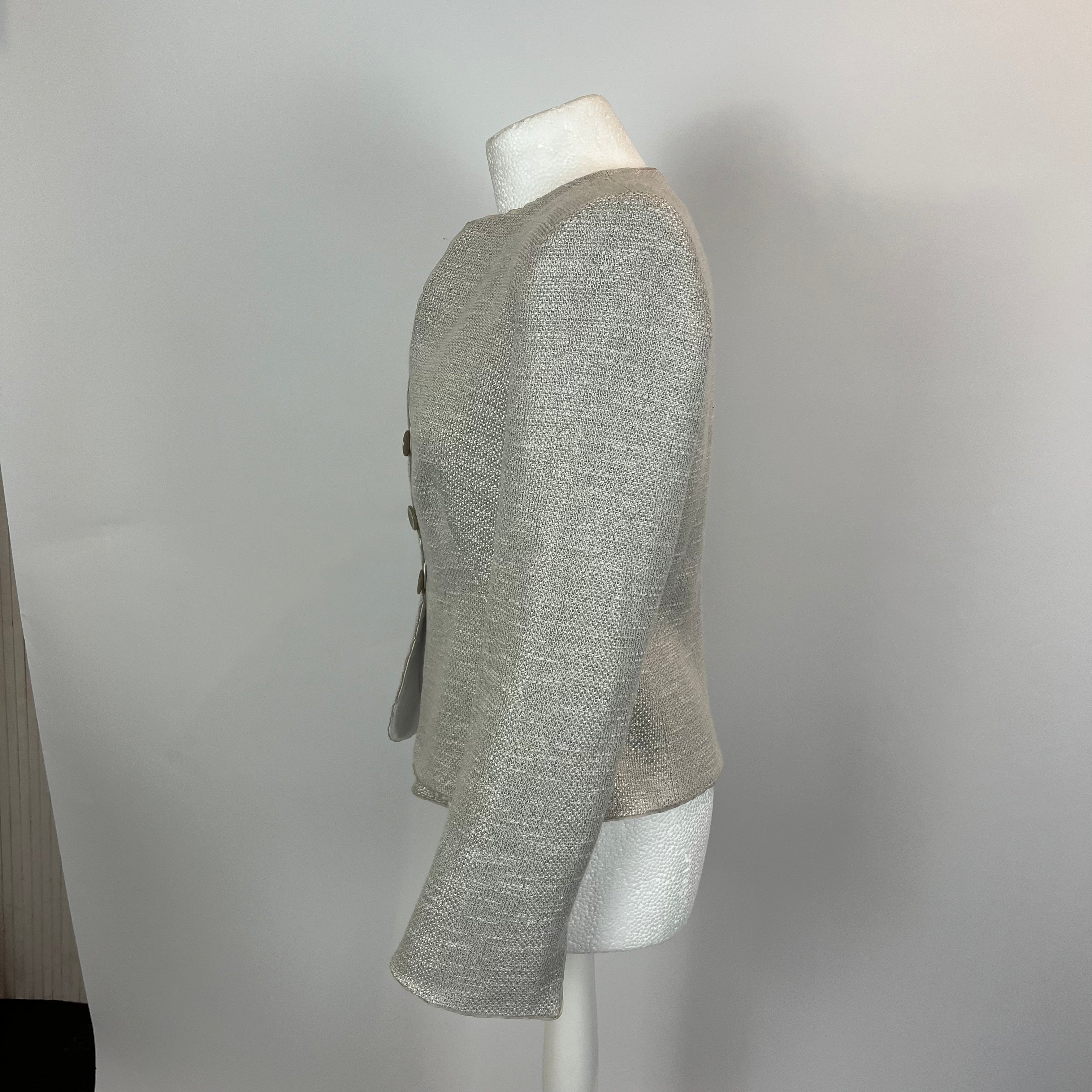 Armani Collezioni Pearl Grey Cotton Weave Jacket M