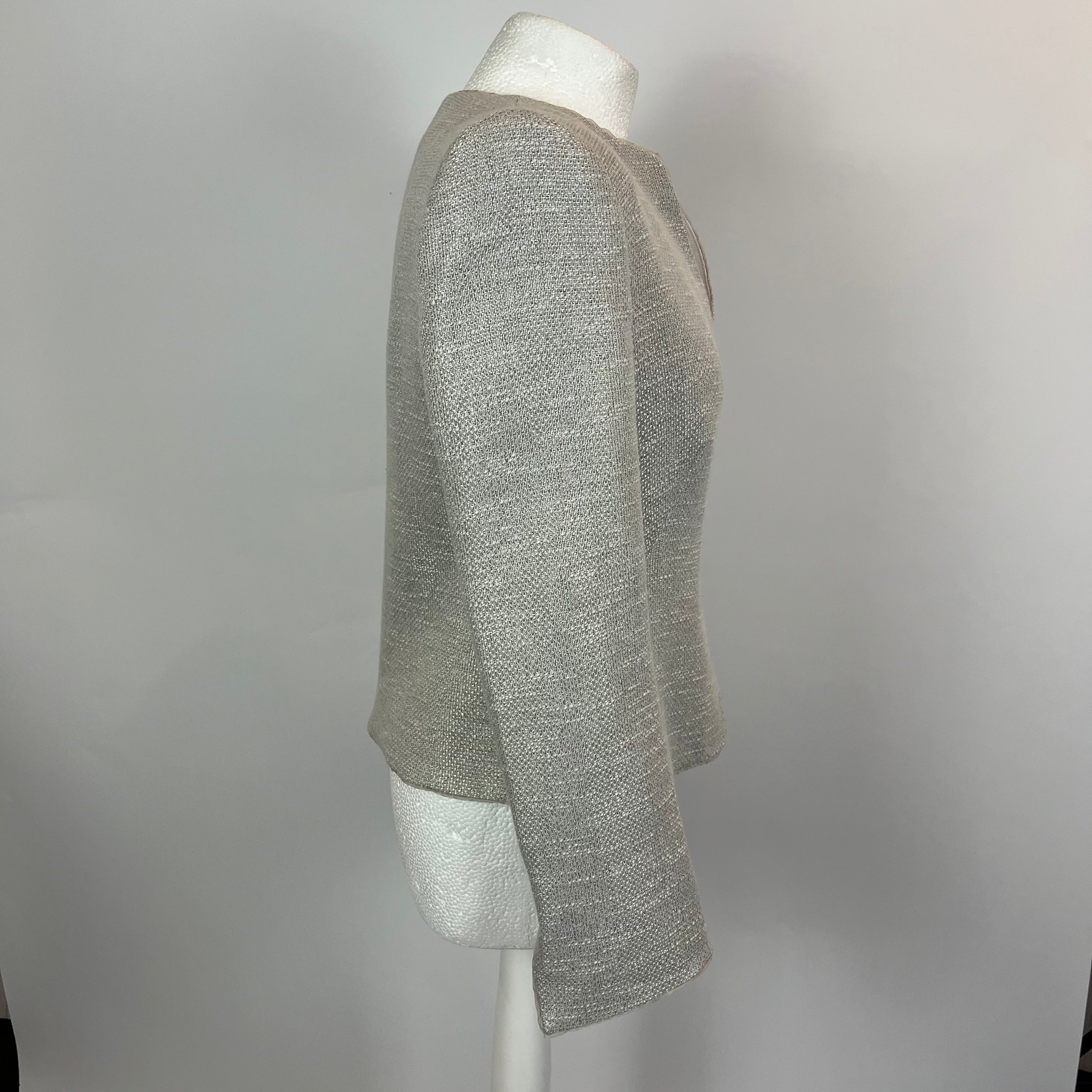 Armani Collezioni Pearl Grey Cotton Weave Jacket M