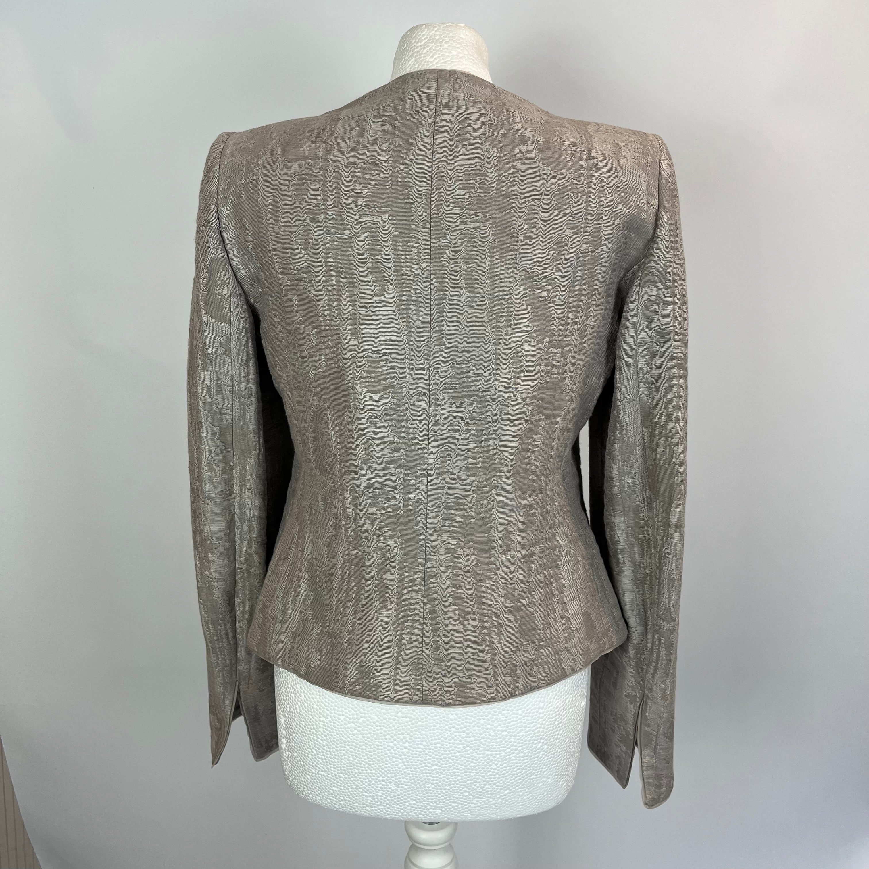 Armani Collezioni Pearl Grey Textured Linen Mix Jacket M