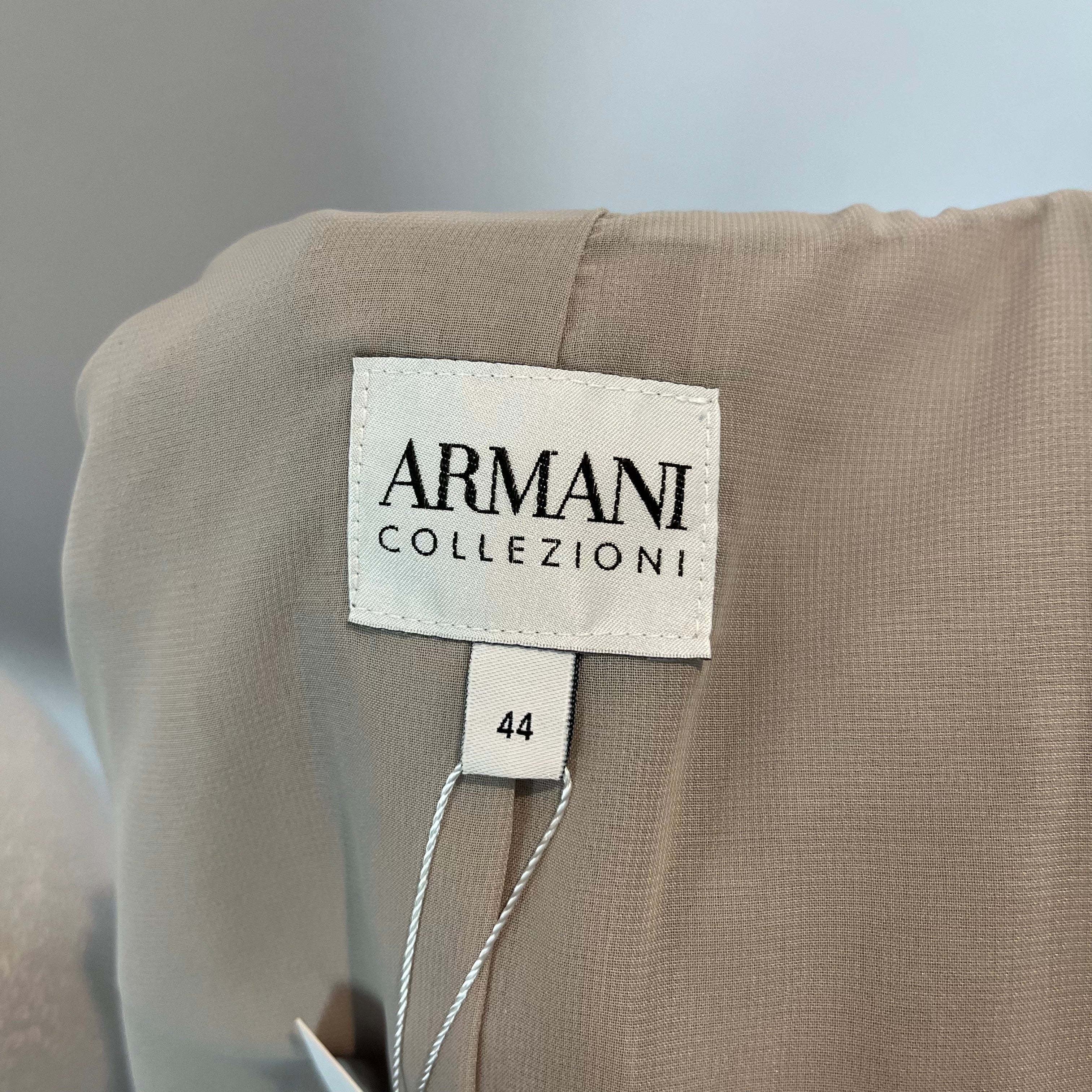 Armani Collezioni Pearl Grey Textured Linen Mix Jacket M