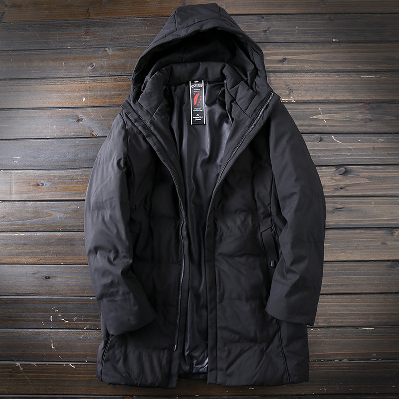 Ashore Mens Shop windproof and waterproof hooded mid-length cotton jacket winter