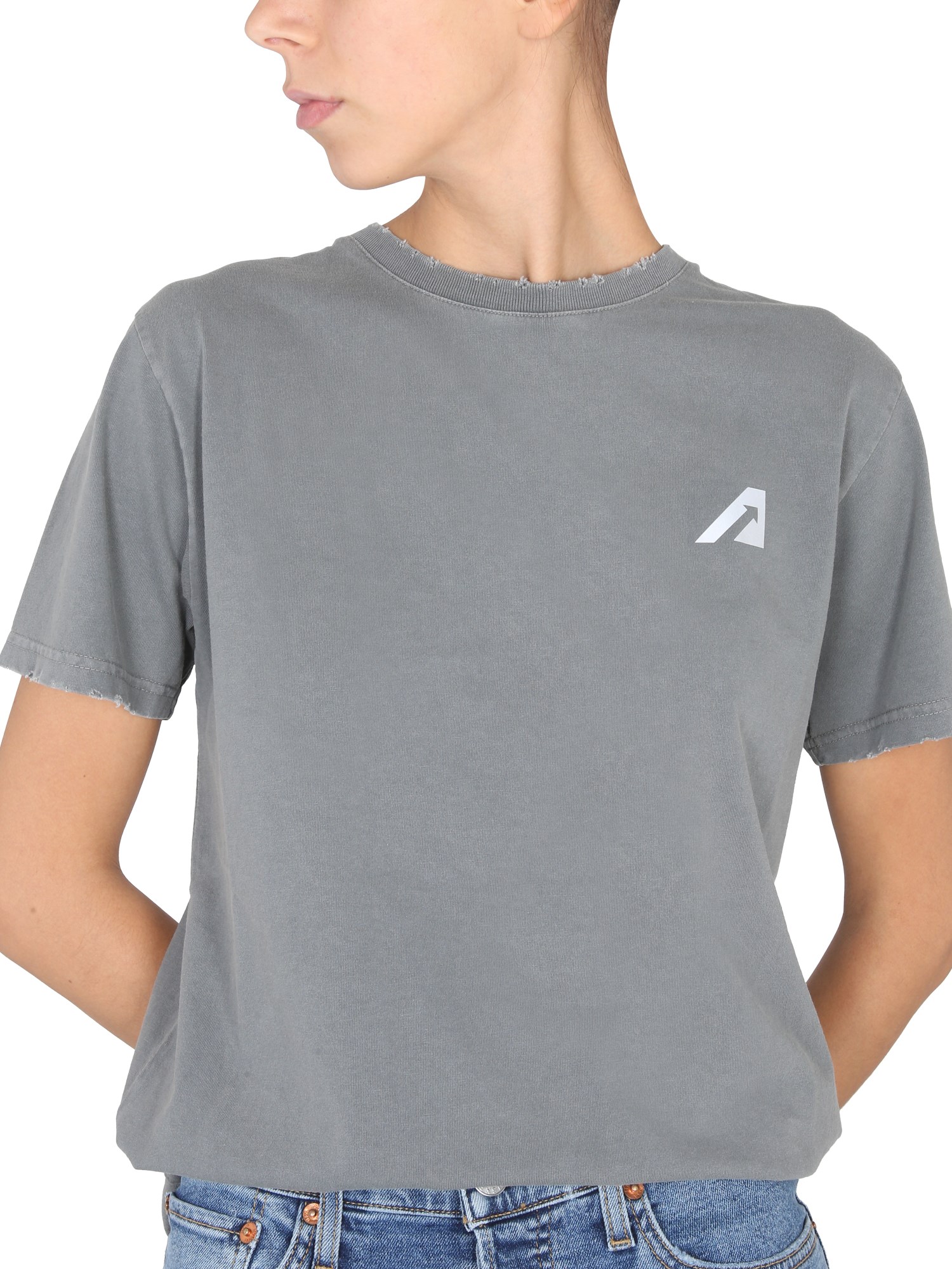 AUTRY    CREWNECK COTTON JERSEY T-SHIRT WITH LOGO PRINT