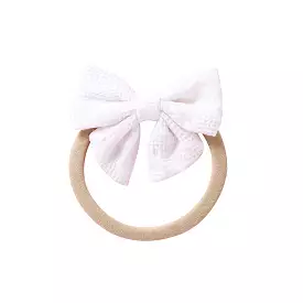 Baby Small Waffle Bow Headband — White