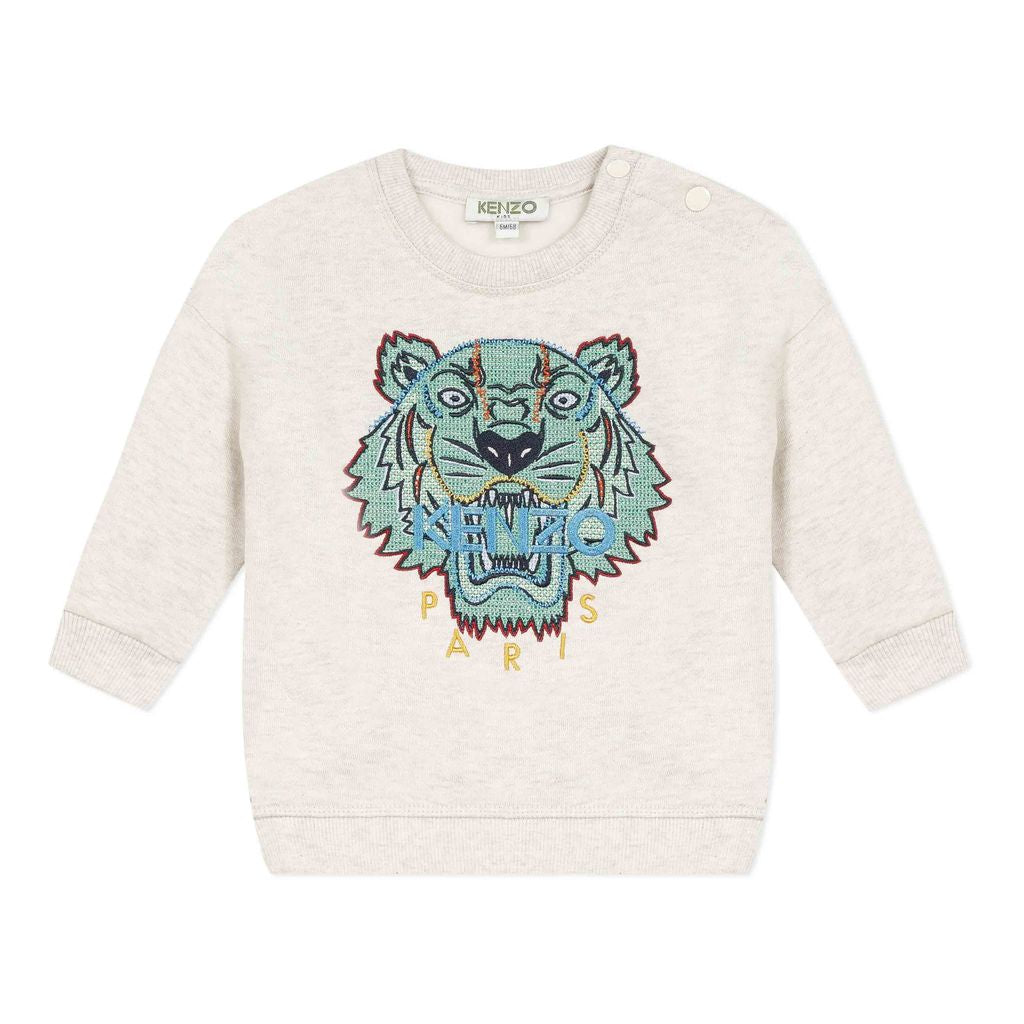 BEIGE GRAPHIC TIGER SWEATER