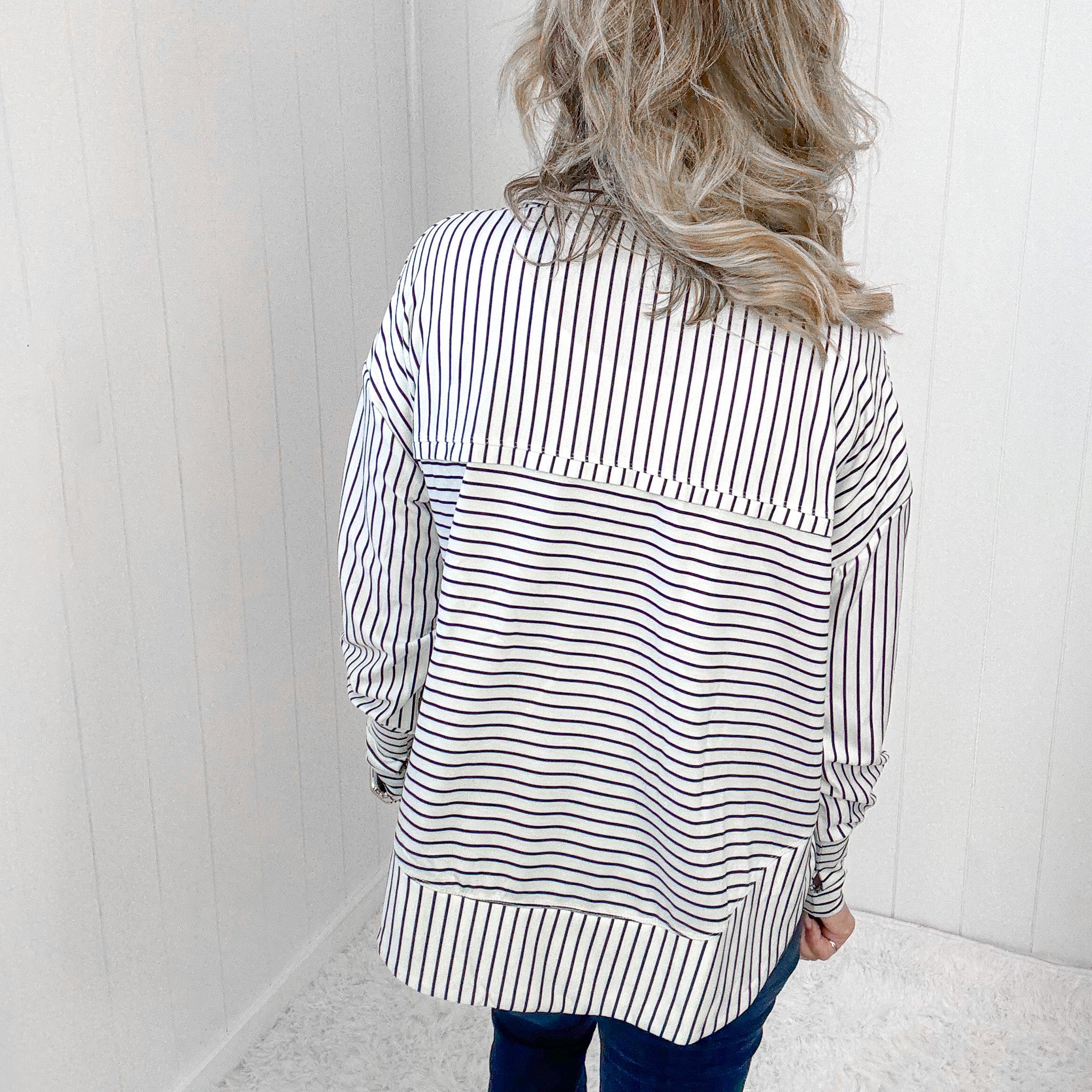 Black and White Sailer Long Sleeve Pullover