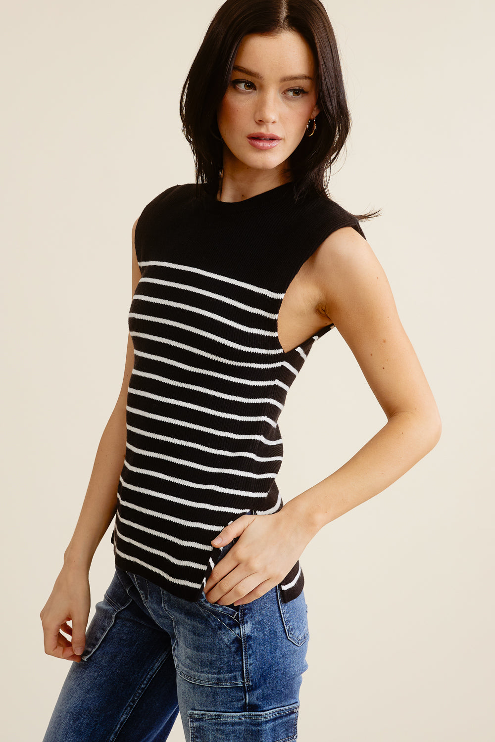 Black Striped Tank Top