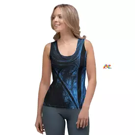 Black/blue Abstract Festival Tank Top