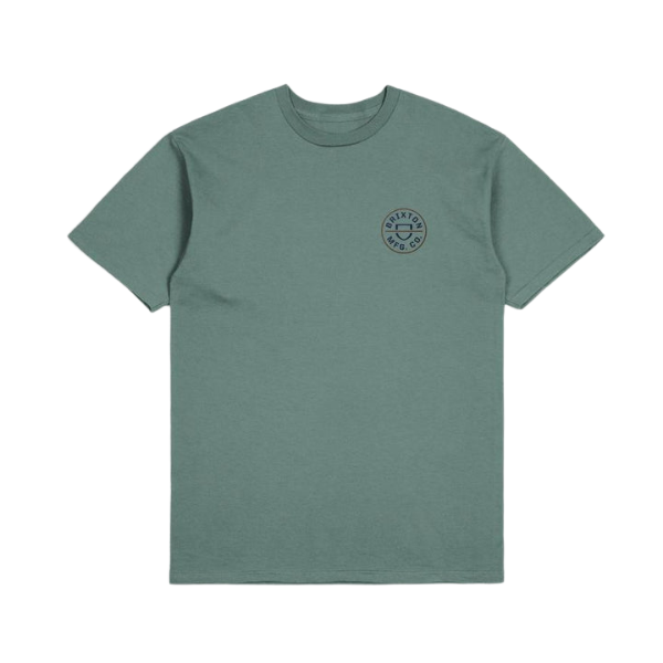 Brixton Mens Crest II S/S Standard Tee - Chinois Green/Washed Navy/Sepia