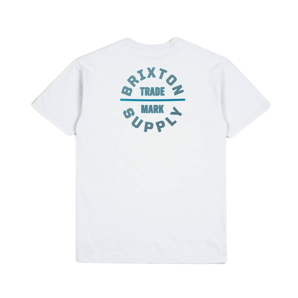 Brixton Oath V S/S Standard Tee - White/Chinois Green/Blue Danube