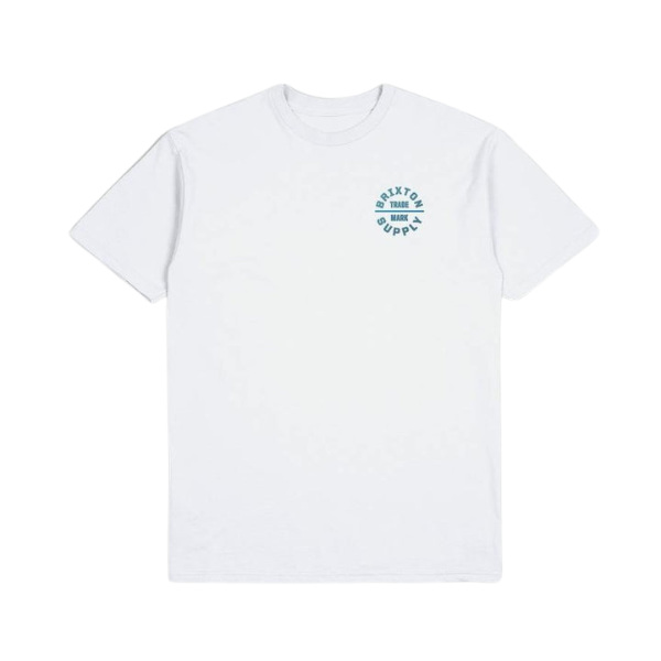 Brixton Oath V S/S Standard Tee - White/Chinois Green/Blue Danube