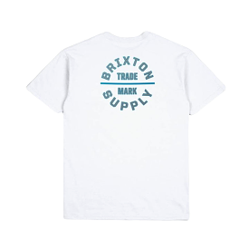 Brixton Oath V S/S Standard Tee - White/Chinois Green/Blue Danube