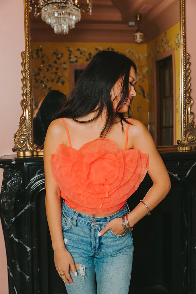 BuddyLove | PETAL FLOWER APPLIQUE TANK TOP - TANGERINE