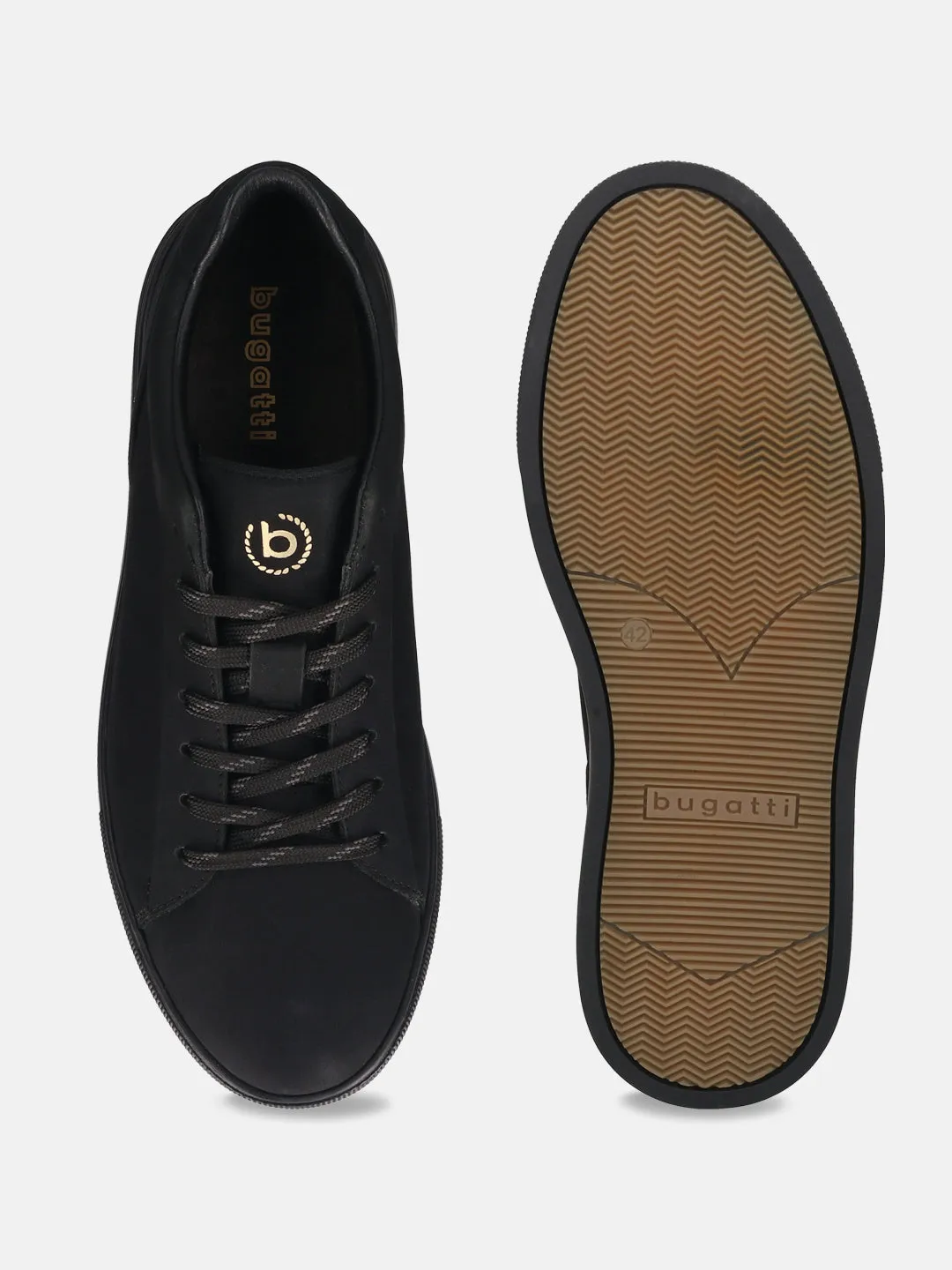 bugatti Black Premium Leather Sneakers