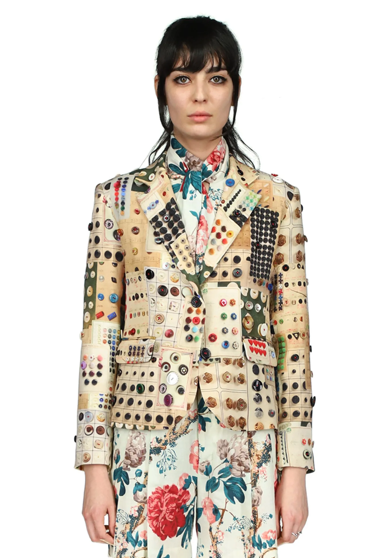 'Button Card Shoppe' Blazer with Button Embellishment