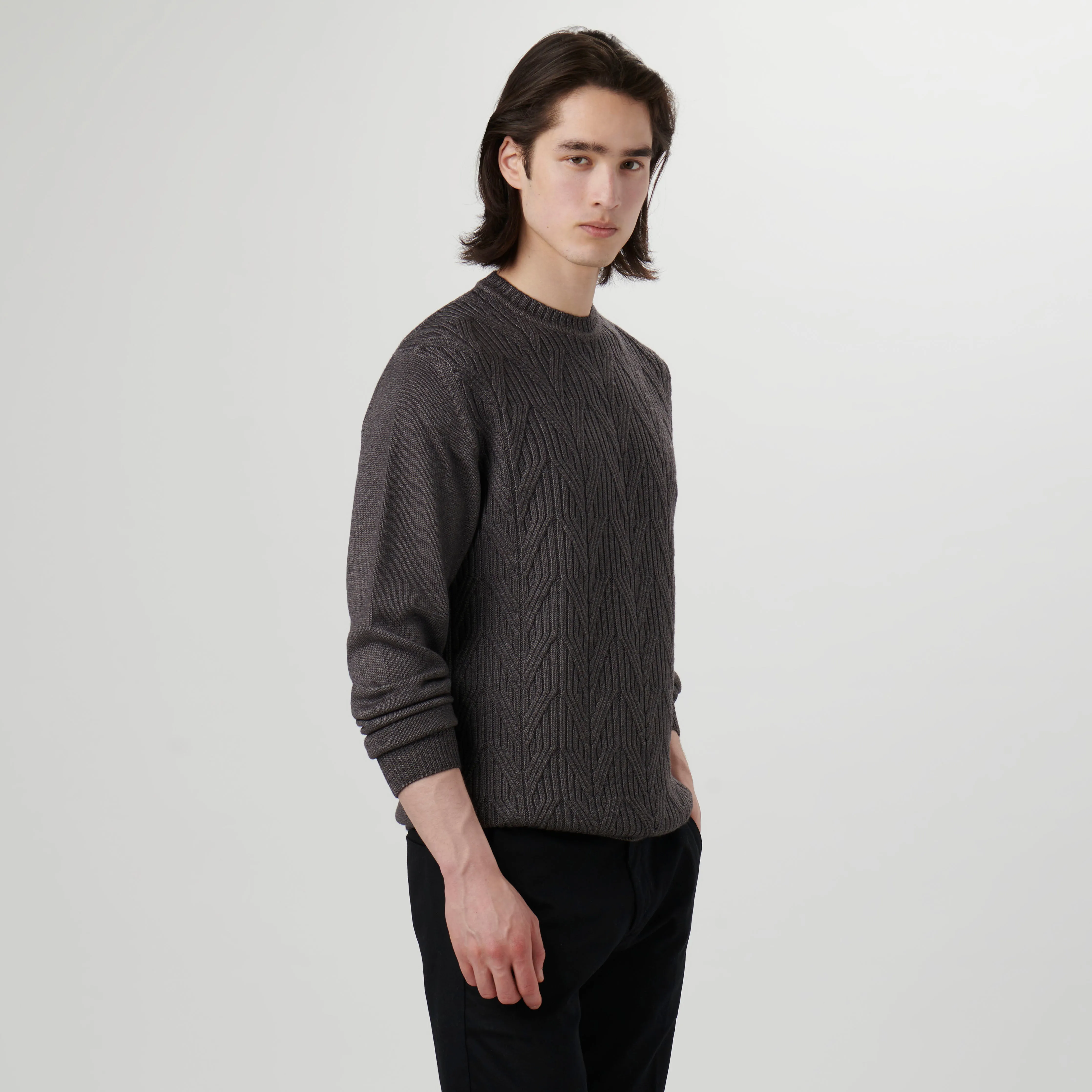 Cable Knit Crew Neck Sweater