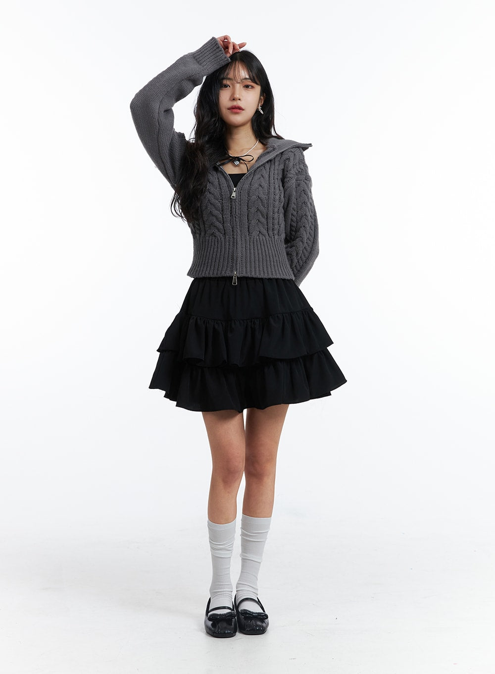 Cable Knit Crop Sweater OJ426