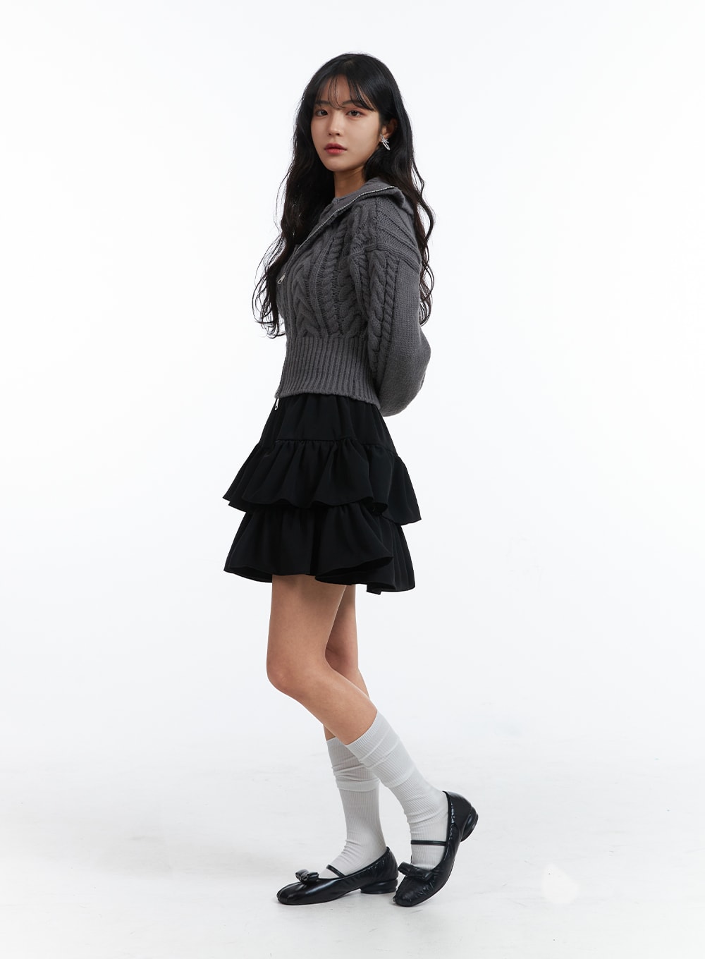 Cable Knit Crop Sweater OJ426