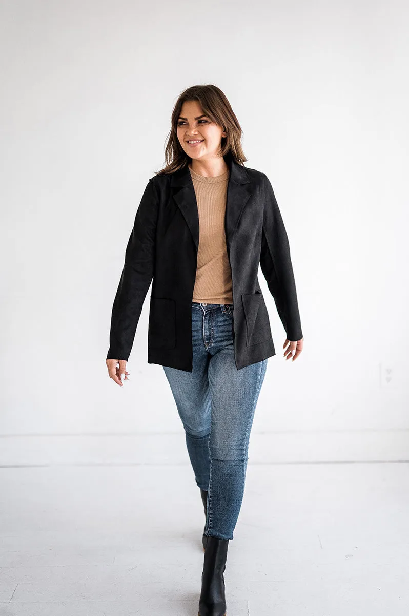 Candice Black Suede Blazer - Size Small Left