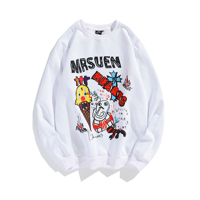 Cartoon round neck plus velvet long-sleeved sweater