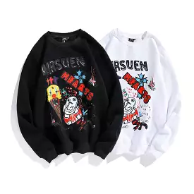 Cartoon round neck plus velvet long-sleeved sweater