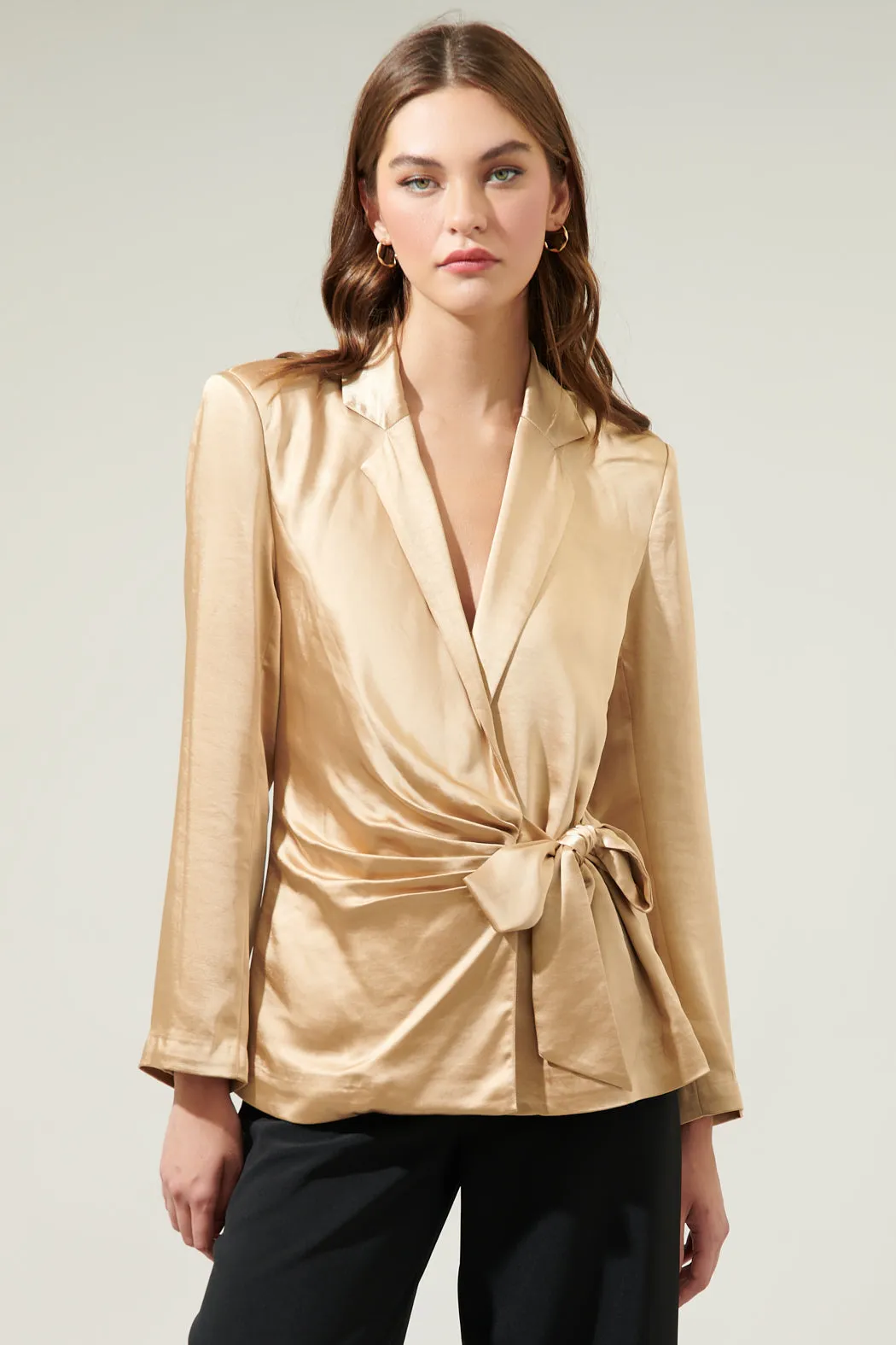 Celine Satin Waist Tie Blazer