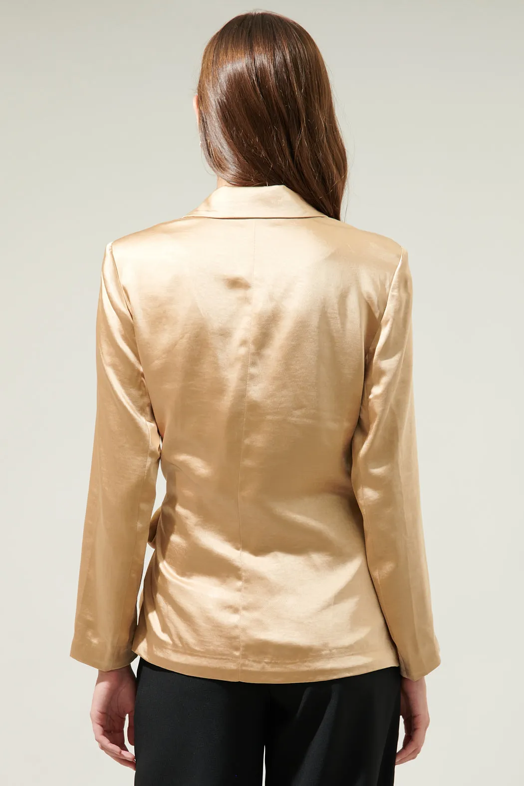 Celine Satin Waist Tie Blazer