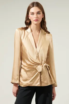 Celine Satin Waist Tie Blazer