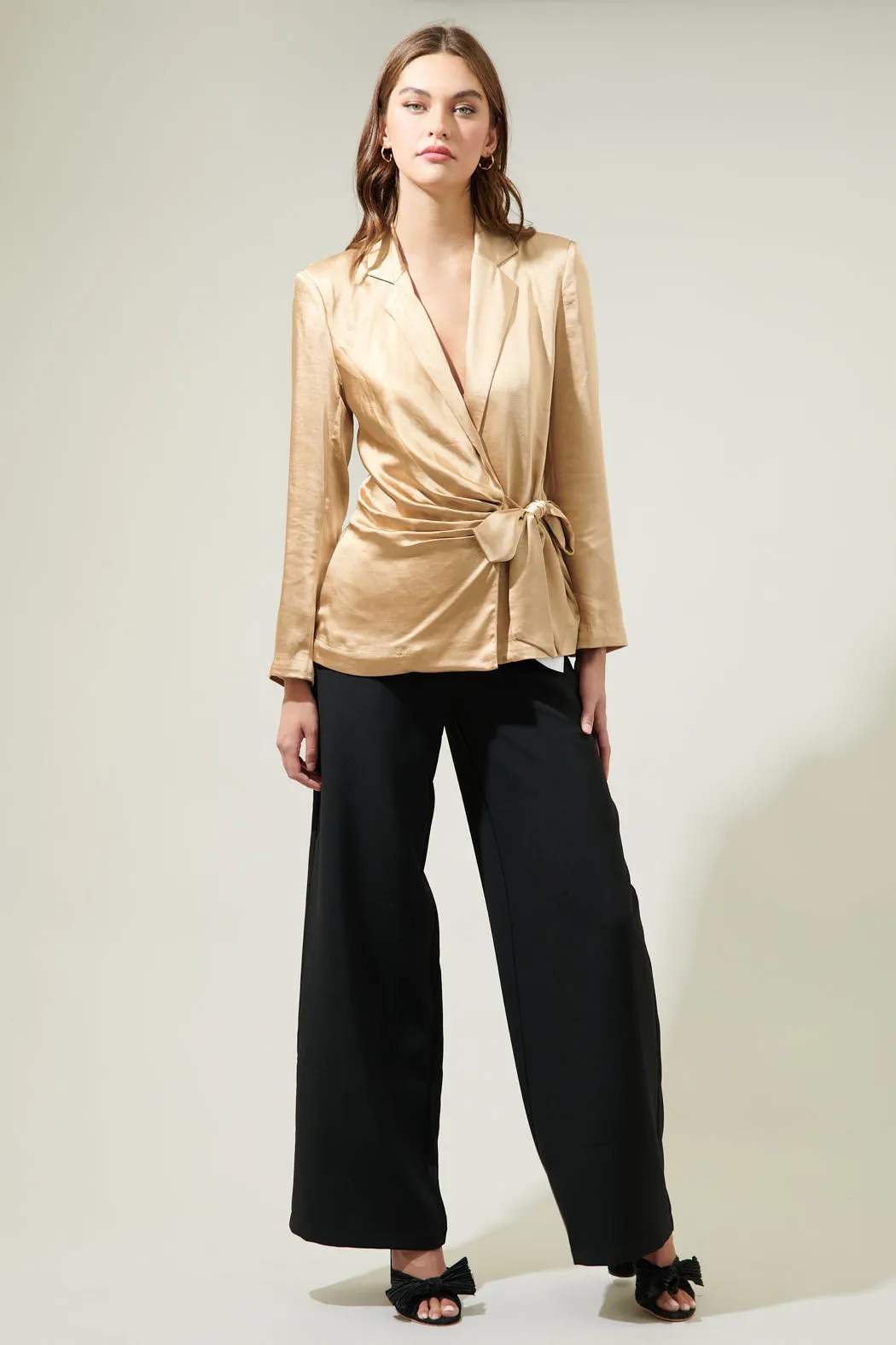 Celine Satin Waist Tie Blazer