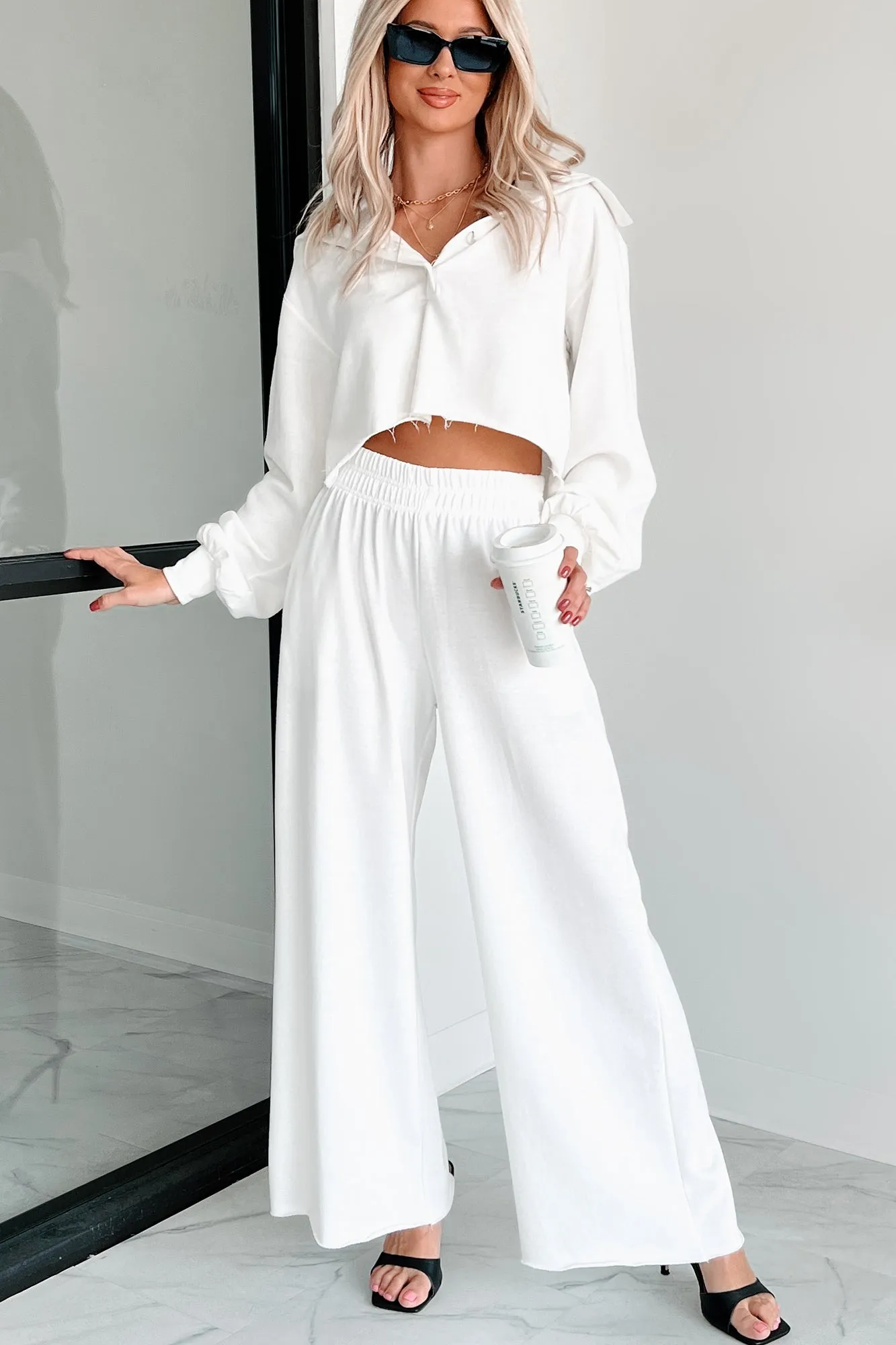 Chasing Relaxation Wide Leg Lounge Pants (Off White)