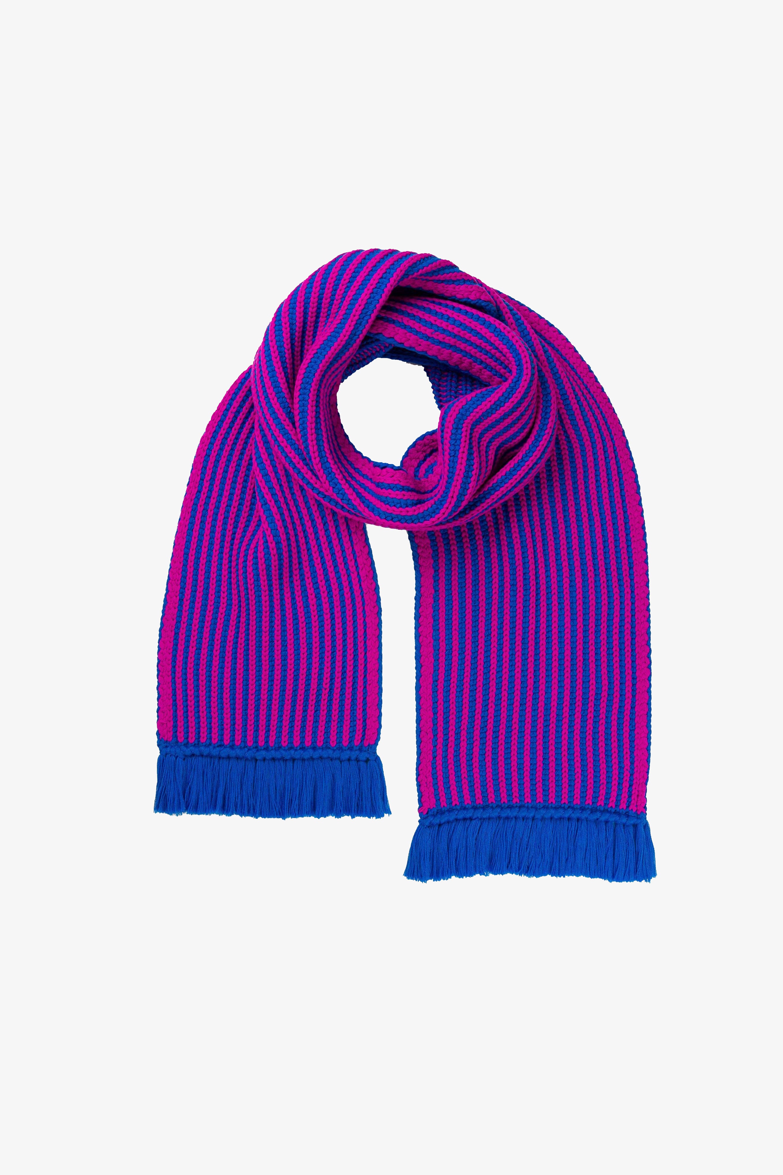 Chunky Rib Knit Big Scarf | Magenta Cobalt