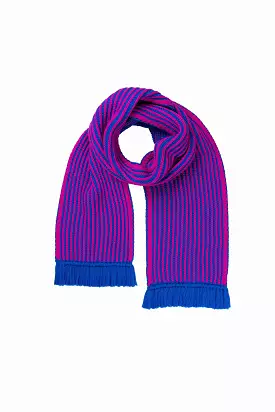 Chunky Rib Knit Big Scarf | Magenta Cobalt