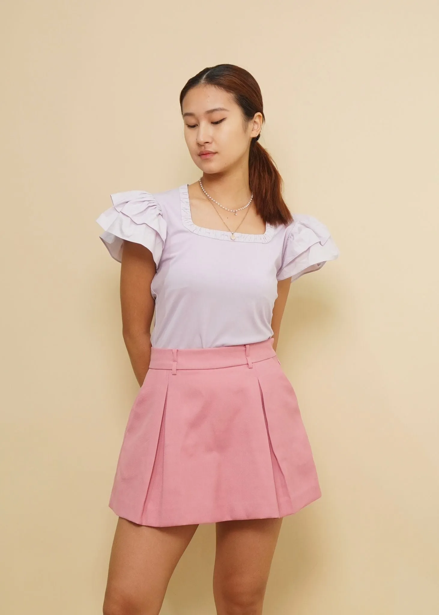 Cleo Ruffled Frill Sleeve Top