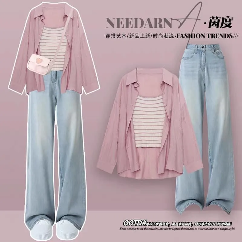 College style sweater spring suit for women 2024 new casual overalls milk style outfit street-blasting and age-reducing two-piec