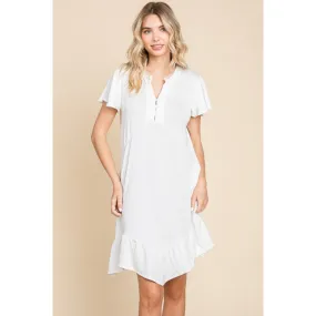 Culture Code Full Size Short Sleeve Ruffled Asymmetric Hem Dress